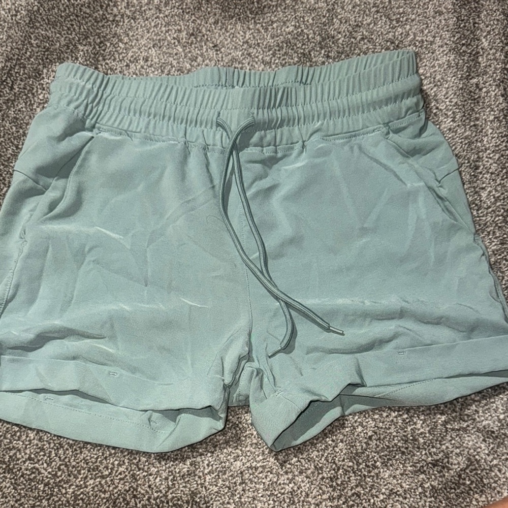 Green Athletic Shorts with Elastic Waistband